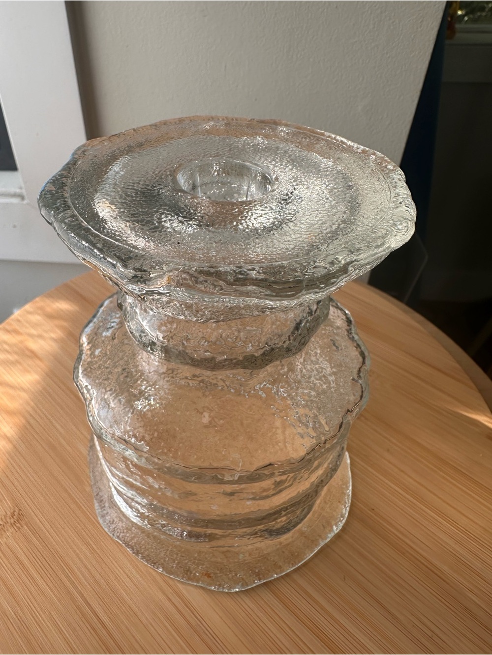 Vintage L.E. Smith Textured Ice Candle Holder 1970